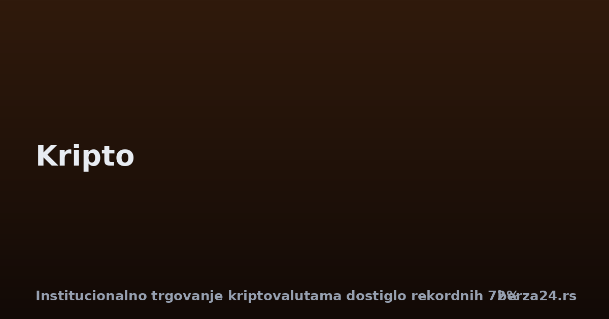 Institucionalno trgovanje kriptovalutama dostiglo rekordnih 72%