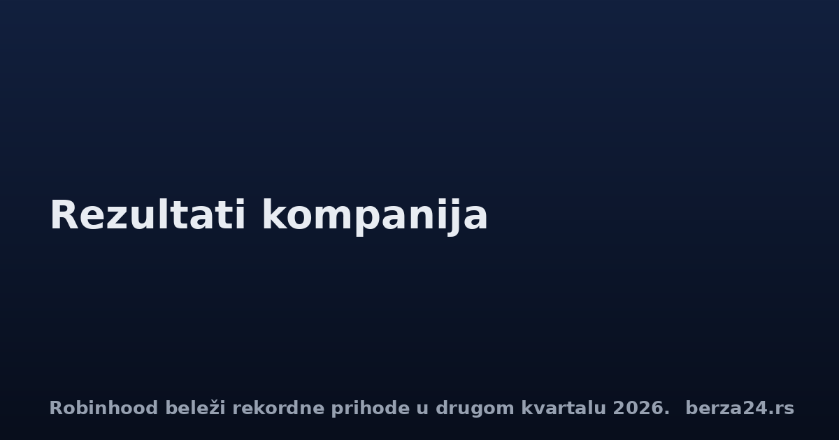 Robinhood beleži rekordne prihode u drugom kvartalu 2026.